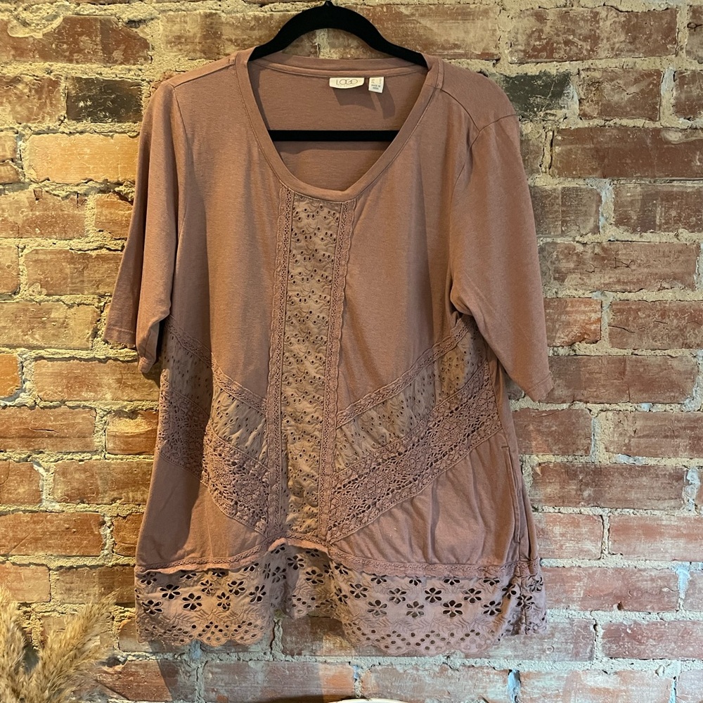 Lori Goldstein LOGO Eyelet Trim Tunic (M)
